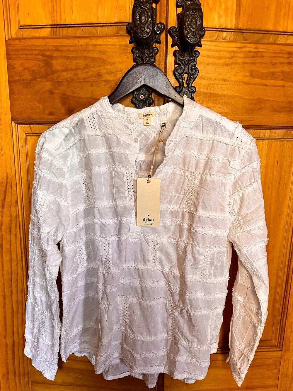 Dylan Textured White Blouse Size PL NWT